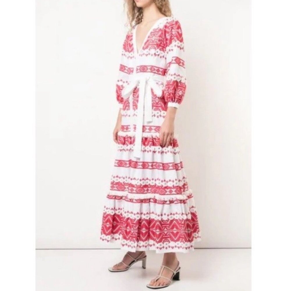 Alexis Wylla Embroidered Linen Blend Boho Maxi Dress